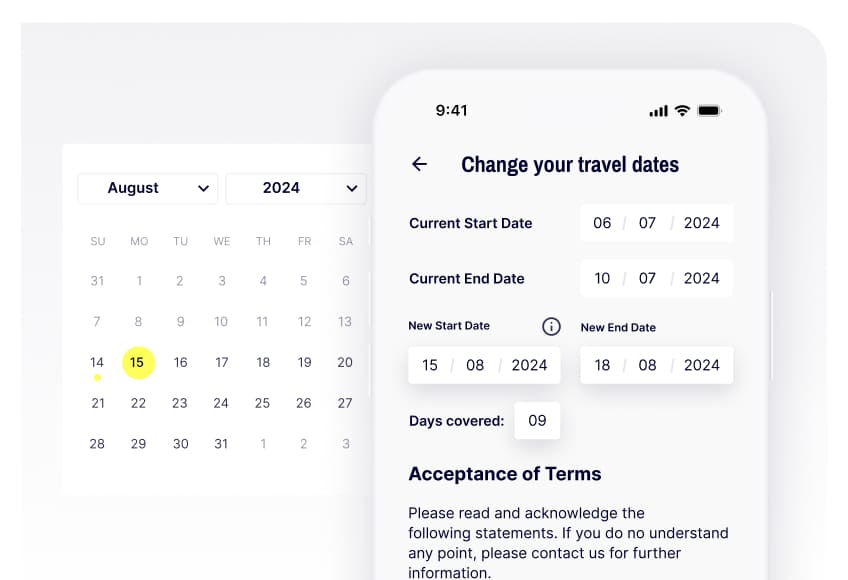 How to use the Gigasure app to change your travel dates to the USA